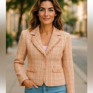 Reitmans pink tweed blazer size 5 NWT